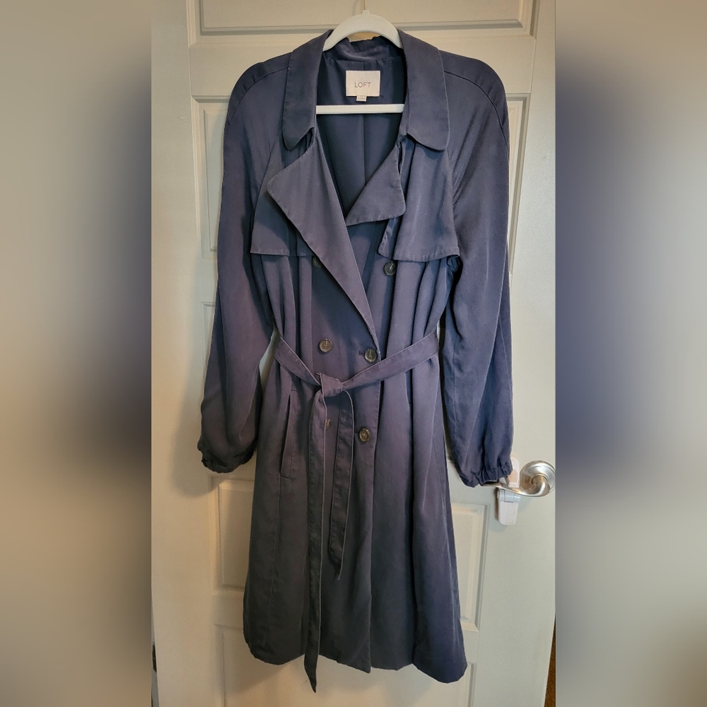 LOFT Women's Navy Trench Coat In XL! Worn Once!
